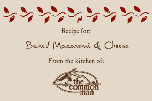 recipe card image baked macaroni and cheese from the common man