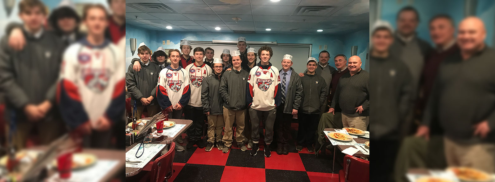 hockey team group photo for spaghetti dinner benefit