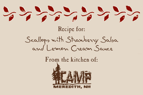 recipe card image for camp scallops with strawberry salsa