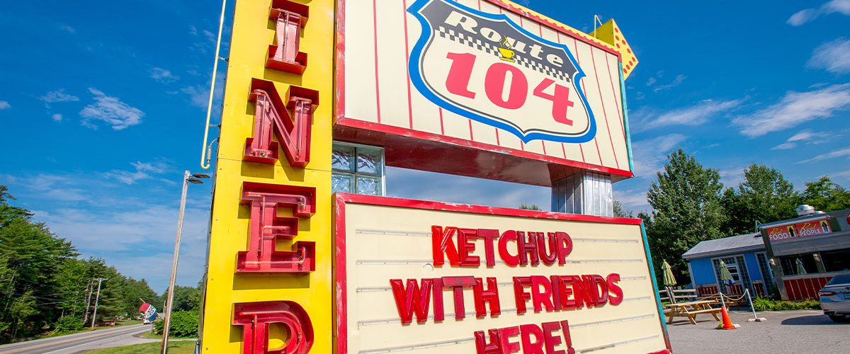 light up neon route 104 diner sign