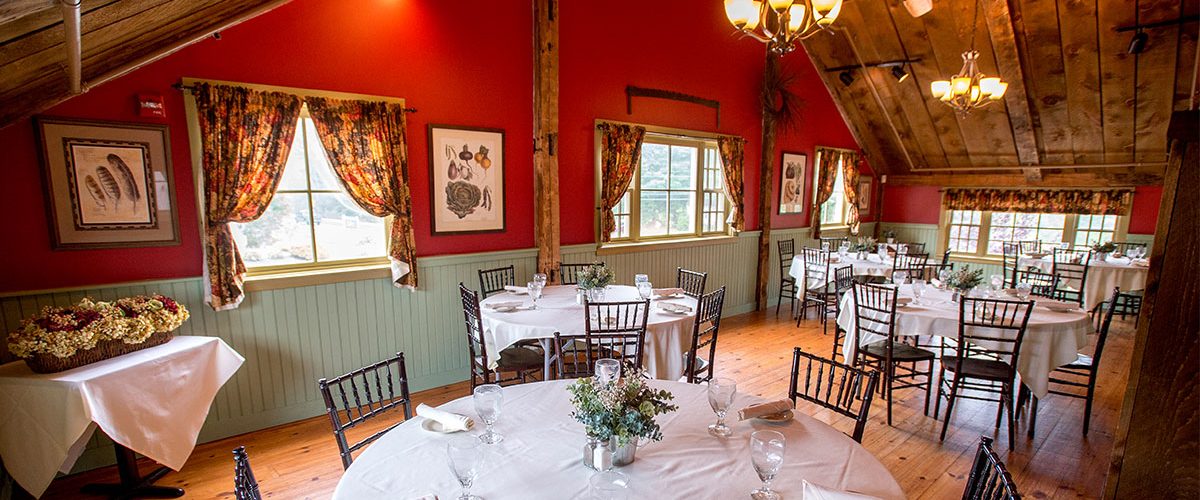 windham event space of white covered decorated tables